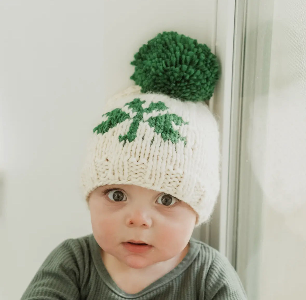 Shamrock St. Patrick’s Day Hand Knit Beanie Hat Baby & Kids