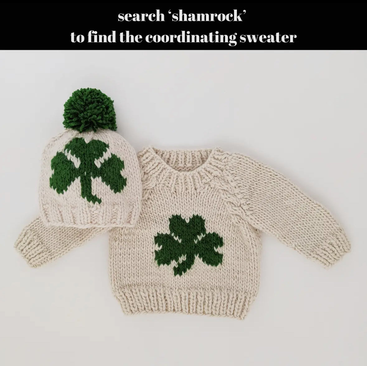 Shamrock St. Patrick’s Day Hand Knit Beanie Hat Baby & Kids