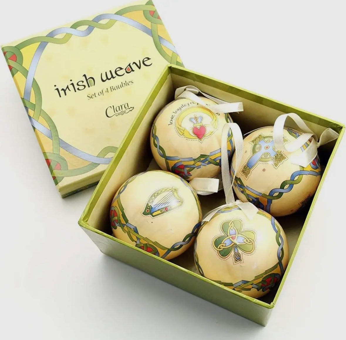Royal Tara Irish Paper Globe Baubles - 2 Boxed Set of 4
