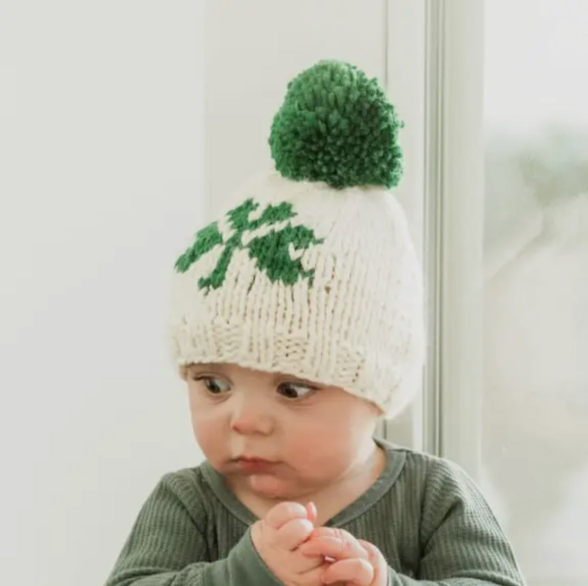 Shamrock St. Patrick’s Day Hand Knit Beanie Hat Baby &amp; Kids