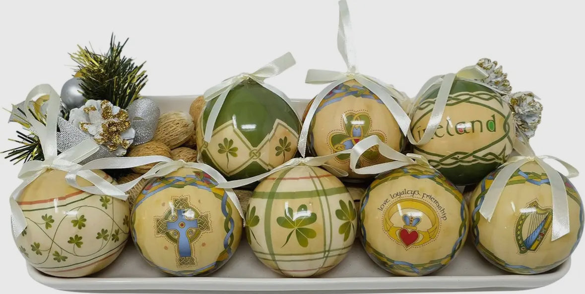 Royal Tara Irish Paper Globe Baubles - 2 Boxed Set of 4