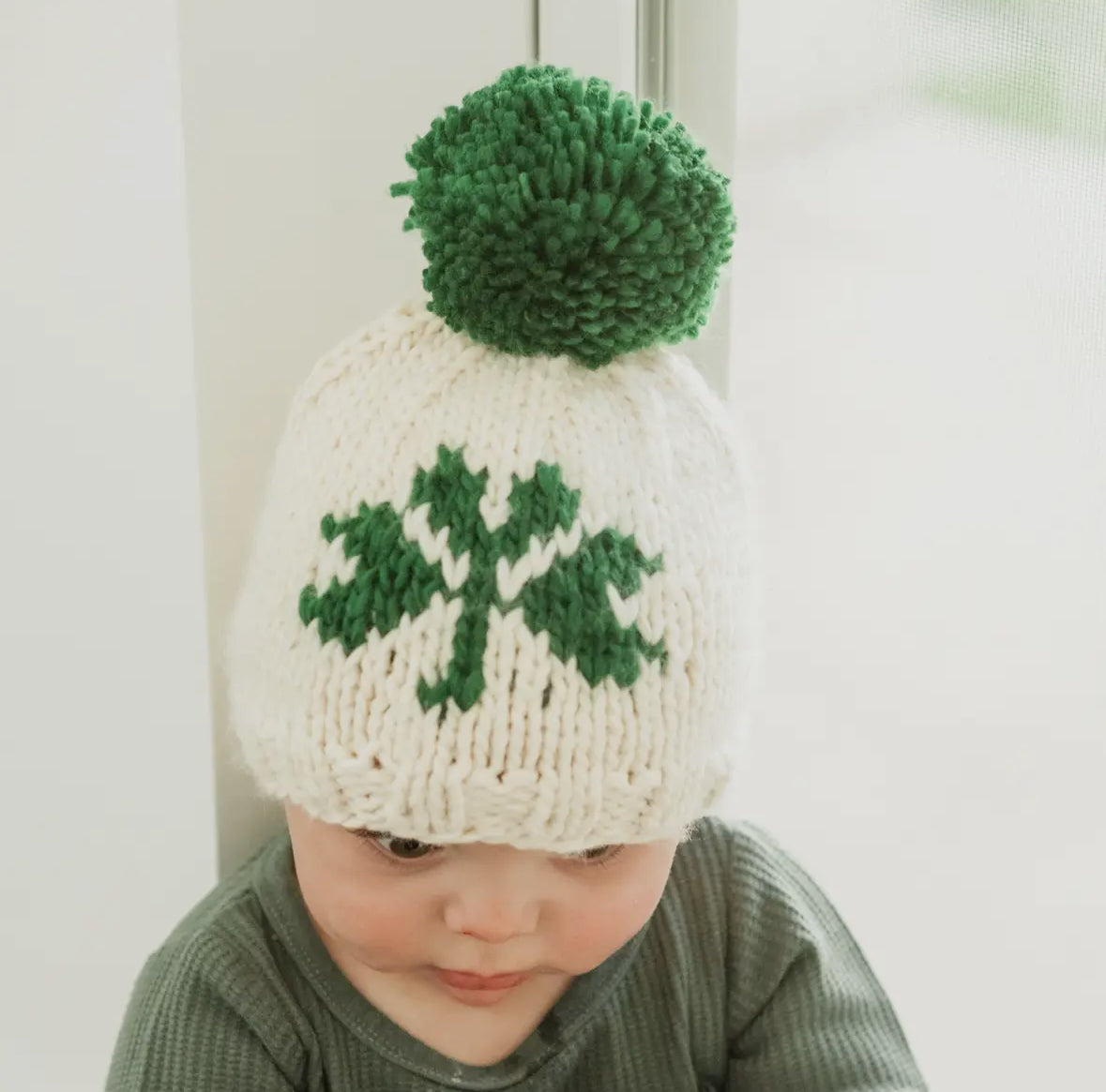 Shamrock St. Patrick’s Day Hand Knit Beanie Hat Baby &amp; Kids