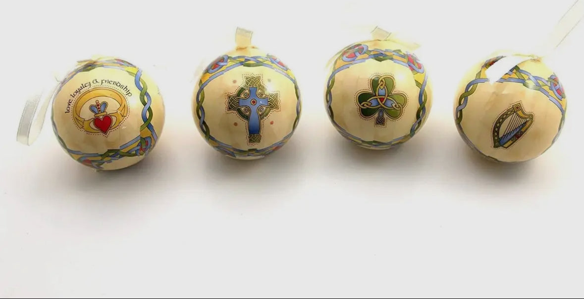 Royal Tara Irish Paper Globe Baubles - 2 Boxed Set of 4