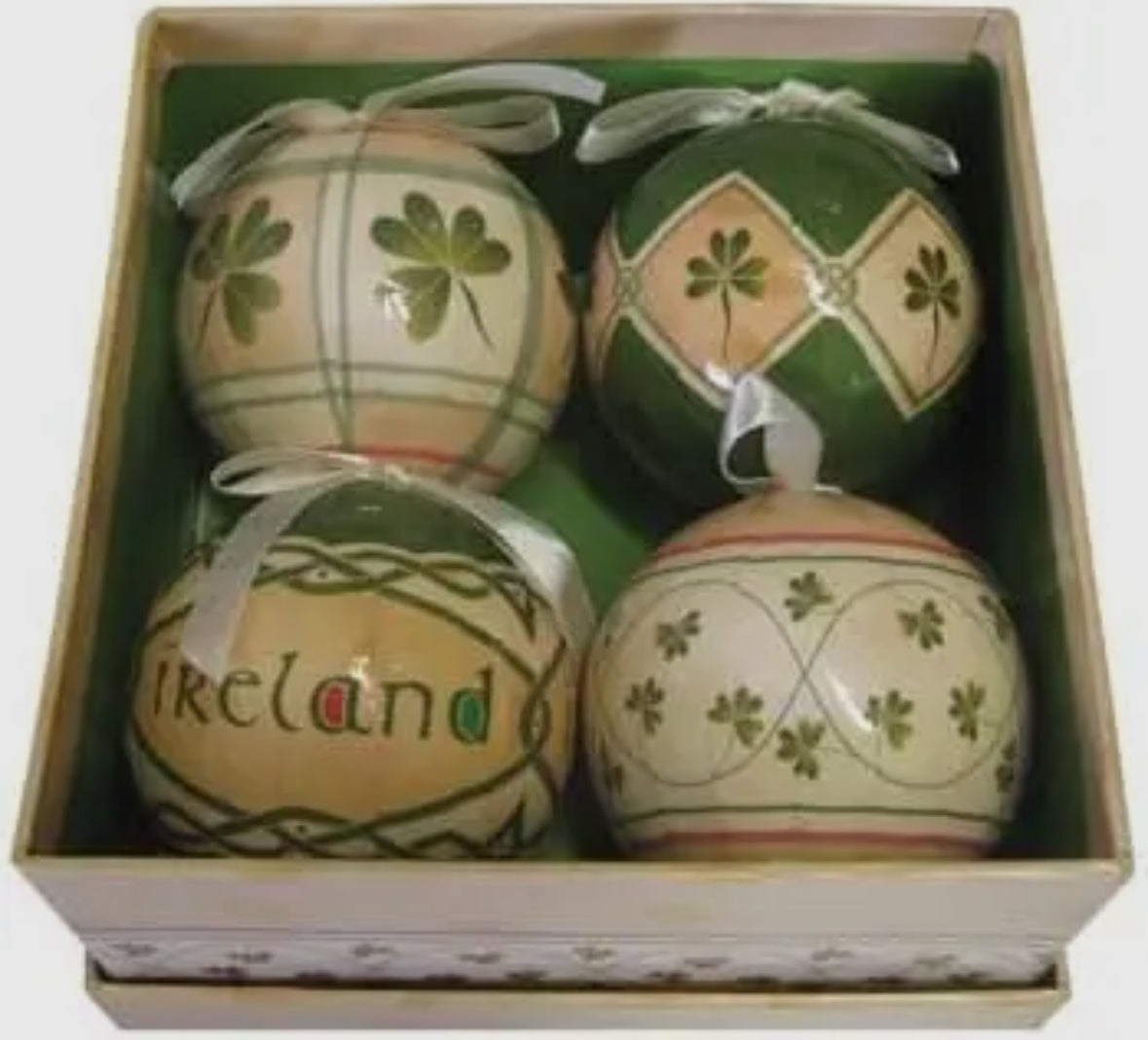 Royal Tara Irish Paper Globe Baubles - 2 Boxed Set of 4