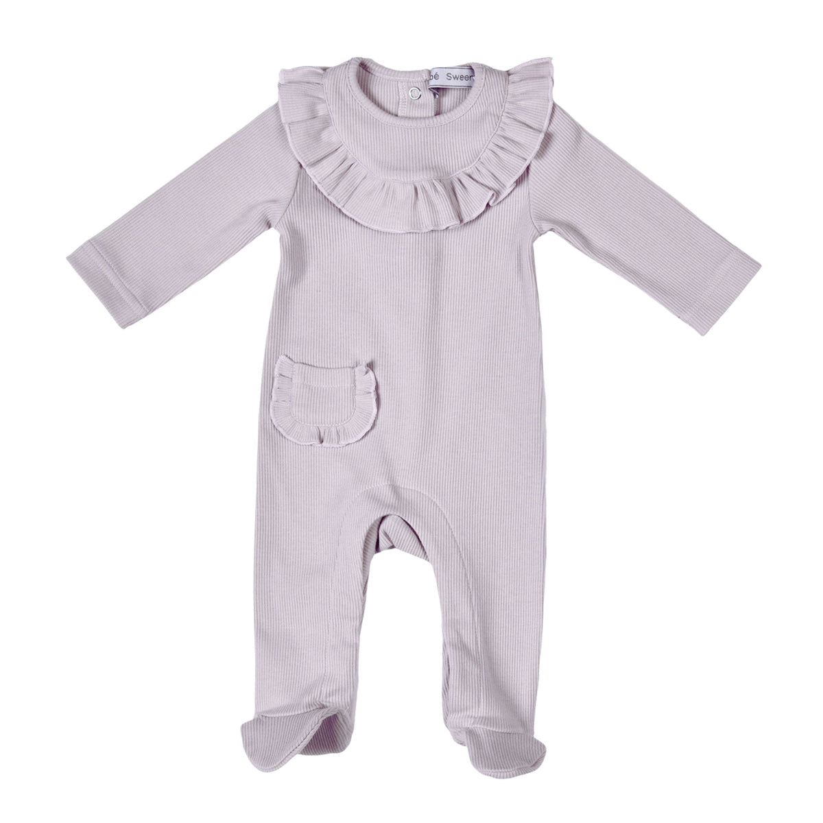 EMILIA | Baby Girls Lilac Ribbed Cotton Babygrow Set (3)