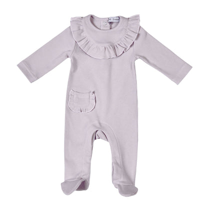 EMILIA | Baby Girls Lilac Ribbed Cotton Babygrow Set (3)